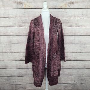 Prana Pink Striped Rhonda Duster Heavyweight Cardigan Wool Blend Sweater Small